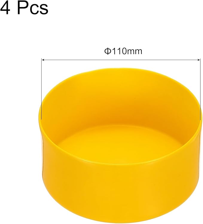 uxcell 4pcs Rubber End Caps 110mm(4.3 Inch) ID Vinyl Round End Cap Cover Screw Thread Protectors Yellow, 50mm Height