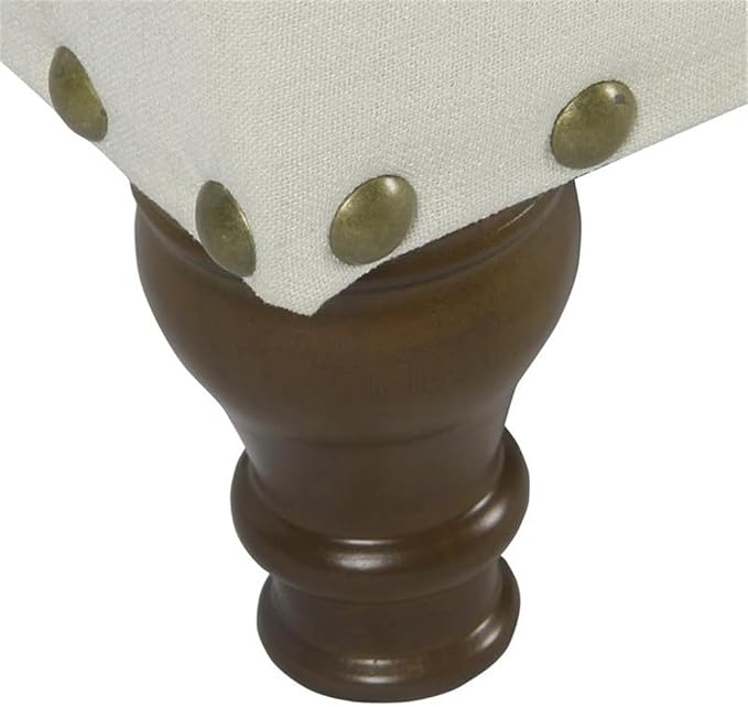 HomePop Upholstered Storage Bench with Nailhead Trim – Cream