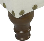 HomePop Upholstered Storage Bench with Nailhead Trim – Cream