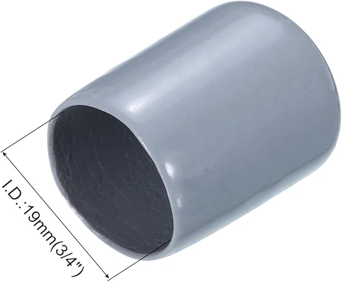 uxcell 10pcs Rubber End Caps 19mm(3/4") ID Vinyl Round End Cap Cover Screw Thread Protectors, Grey