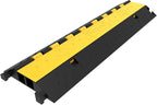 Happybuy 5 Pack Rubber Cable Protector Ramp 2 Channel Heavy Duty 66000lbs Load Capacity Cable Wire Cord Cover Ramp Speed Bump Driveway Hose Cable Ramp Protective Cover
