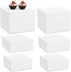 6PCS Buffet Risers, Food Risers for Buffet Table, Acrylic White Buffet Risers and Stands for Food Display, Party Catering Dessert Collectibles, Cube Boxes Display(Size 6.9", 7.7", 8", 9")
