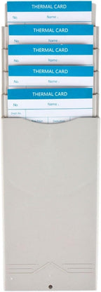 Flexzion Time Card Holder Wall Mount Rack 5 Pocket Slots Expandable Stacking Compatible with 7" inch Cards Pyramid Series 2000 6000 Attendance Payroll Recorder for Office Punch In Clock Out (Beige)