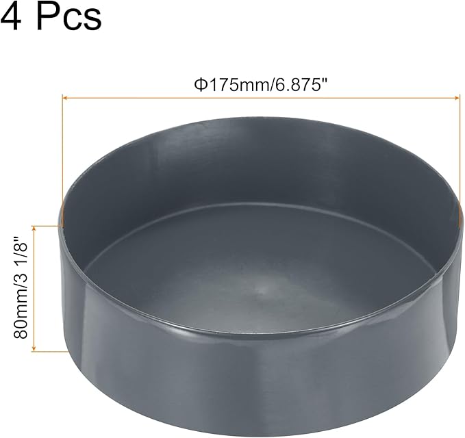 uxcell 4pcs Rubber End Caps 175mm(6 7/8 Inch) ID x 80mm(3 1/8 Inch) H Vinyl Round End Cap Cover Screw Thread Protectors Dark Grey