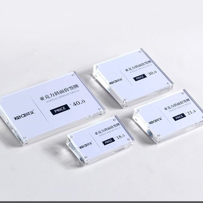 Acrylic Label Holder Price Tag Displays Sign Holder Data Card Holder Table Top Sign Stand (90*55mm/3.54x2.17 inches)