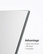 Rectangular Makeup Mirror for Desk, 12 inch Aluminum Free Standing Table Mirror, Bathroom Counter Mirror, Space Black