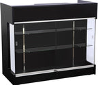 Ledge Top Counter with Showcase, 4ft – Tempered Glass Display Case with Locking Front, Sliding Doors, Drawers & Shelves – Retail Store Counter Cabinet (Black)