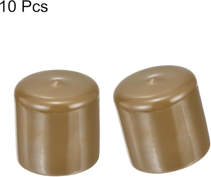 uxcell 10pcs Rubber End Caps 43mm ID Vinyl Round End Cap Cover Screw Thread Protectors Light Brown