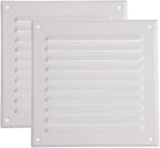 Vent Systems - 6 x 6 Inch (Inner) Pack of 2 White Metal Square Soffit Air Vent Grille Cover, Register Vent Deflector Louver Built-in Mesh HVAC for Bathroom Home Office Kitchen 8" x 8" (Outer)
