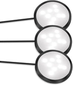 YGS-Tech LED Under Cabinet Lighting Kit, 1020 Lumens LED Puck Light, 5000K Daylight White, CRI90+, Touch Dimming, Black Trim All Accessories Included, for Kitchen, Closet Lights, Safe Light, 3-Pack