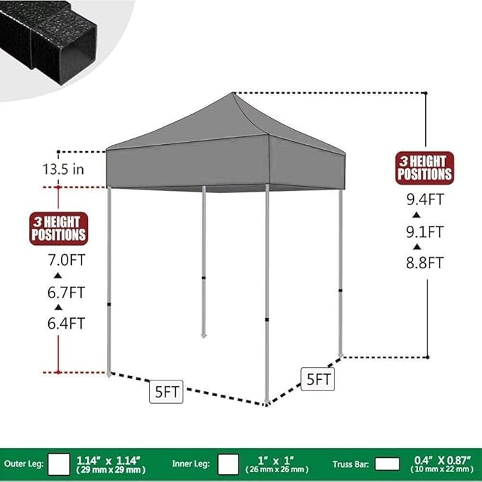Eurmax USA 5'x5' Pop Up Canopy Tent Commercial Instant Canopies with Heavy Duty Roller Bag,Bonus 4 Sand Weights Bags (Sky Blue)