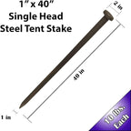 Single Head Tent Stakes - Heavy Duty Steel Tent Stakes, Versatile Ground Spikes to Anchor Commercial Inflatables, Party Tents, and Outdoor Camping Shelters, 1 x 40 Inch, 50-Pack