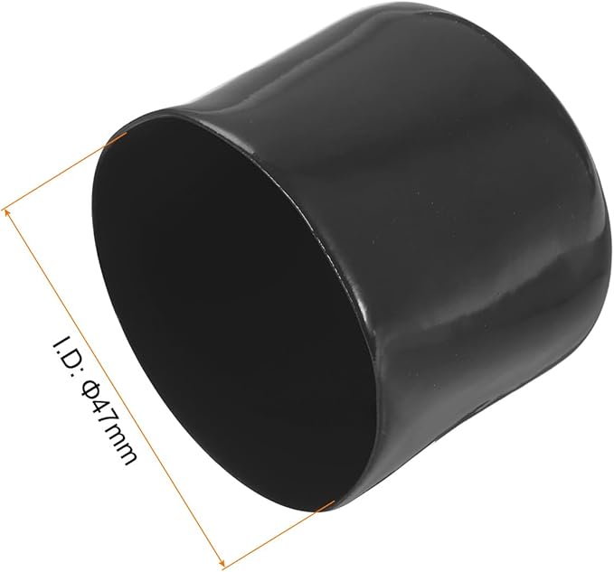 uxcell 4pcs Rubber End Caps 47mm ID Vinyl Round End Cap Cover Screw Thread Protectors Black, 40mm Height