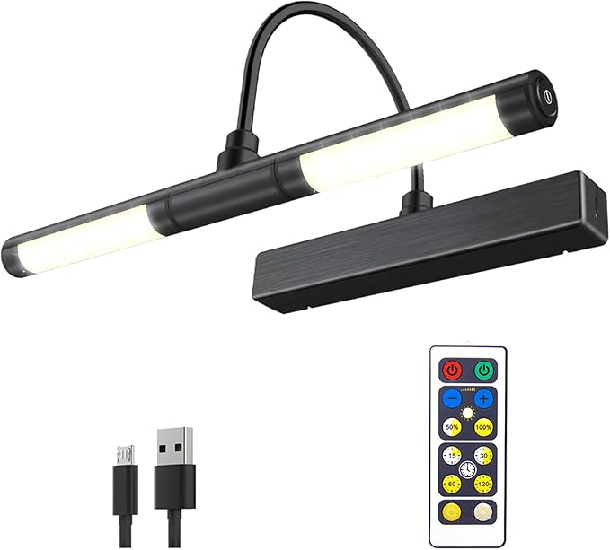 BIGMONAT Rechargeable Picture Light for Paintings with Remote, Battery Operated Dartboard Light, Wireless Art Light, Dimmable Display Lamp for Wall Photo Artwork Gallery Portrait