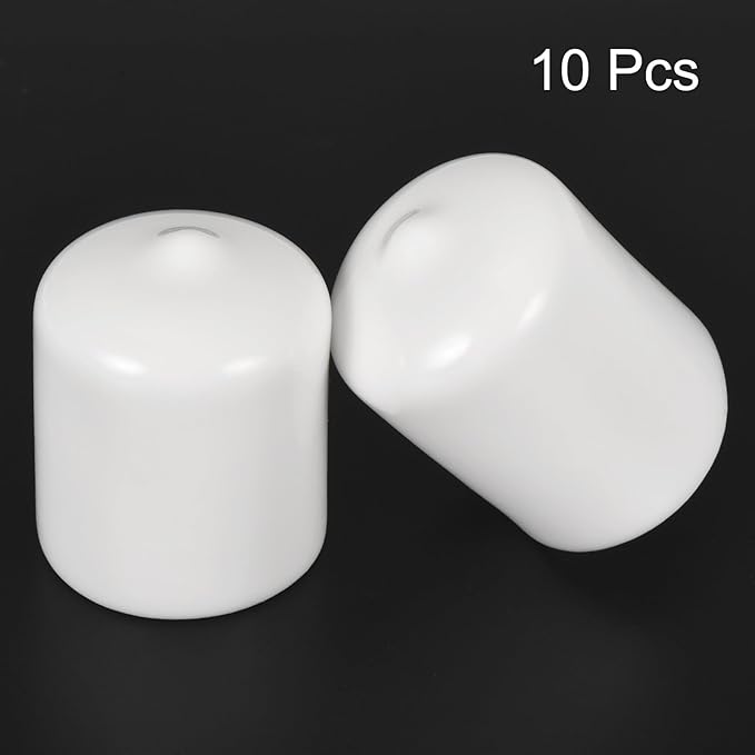 uxcell 10pcs Rubber End Caps 24mm ID Vinyl Round End Cap Cover Screw Thread Protectors White