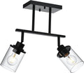 Yaohong 2-Light Kitchen Track Light Fixtures Ceiling Vanity Lights Black, Bathroom Track Lighting Kit with Ajustable Heads, Modern Wall Ceiling Tracking Light for Hallway Shop