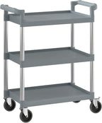 Gray Utility/Bussing Cart with Three Shelves - 32" x 16"