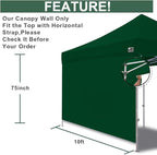 Eurmax USA 10FT Instant Canopy SunWall Pop Up Canopy Wall with Horizontal Strap ONLY,1 Pack Sidewall (Forest Green)