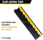 Kable Kontrol Atlas Heavy Duty Cable Protector Ramp - 2 Channel Bulk Wholesale Pallet - 60 Pcs - 40” Long Black & Yellow - 24,000 Lbs Capacity - Rubber Speed Bump Wire Protector Cord Cover - CP9987