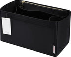 ZTUJO Purse Organizer Insert For Handbags, Silky Touching Bag Organizer Insert With Bottle Holder, Perfect for Speedy, Neverfull, Tote,ONTHEGO,Artsy,Handbag and More (Slender Large, Silky Black)
