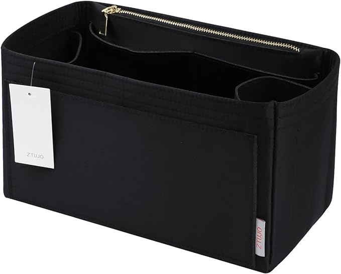 ZTUJO Purse Organizer Insert For Handbags, Silky Touching Bag Organizer Insert With Bottle Holder, Perfect for Speedy, Neverfull, Tote,ONTHEGO,Artsy,Handbag and More (X-Large, Silky Black)