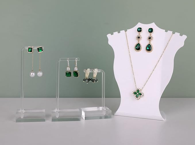 GemeShou 3pcs clear earring stand jewelry display for show, acrylic earring holder hanger for women, small earring jewelry display for selling Photo【Acrylic Earring L Stand-3pcs 】