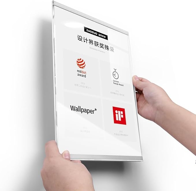 Wall Mount Acrylic Sign Holder Self Adhesive Magnetic Display Frame Clear Document Frame for Office, Store, School, Home, Wall Picture Frame (Vertical A3 297×420mm/11.69×16.54inches)