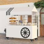 Portable Street Food Cart, Mobile Vendor Stall for Outdoor Markets, Creative Iron Food Truck, Commercial Vendor Cart for Events, Pink, 55in (L140cm)