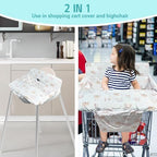 Shopping Cart Cover for Baby,2-in-1 High Chair Cover with Portable Cloth Bag,Cart Seat Pad for Babies Grocery Cushion Cover Restaurant,Suitable for All Supermarkets