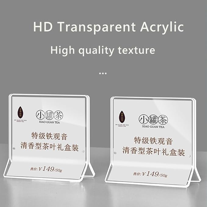 Acrylic Sign Holder Price Tag Displays Table Top Sign Stand (A：150*150mm/5.9*5.9 inches)