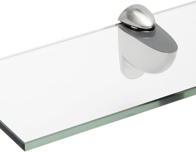 Spancraft Glass H-6x18-Brushed Steel Heron Glass Shelf, Brushed Steel, 6" x 18"