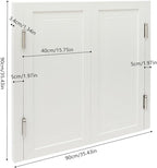 Solid Wood Interior Swing Door with Metal Hinges - Swinging Cafe Doors for Kitchen, Stairs, Bedroom Entrance & Partition (White, 35.43"X35.43")