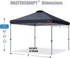 MASTERCANOPY Durable Pop-up Canopy Tent with Roller Bag (8x8, Black)