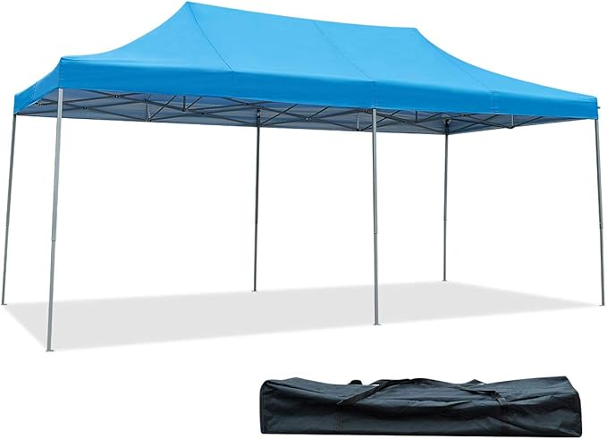 Tangkula 10’ X20’ Carport Tent Pop Up, Commercial Instant Canopy with Tent Peg, Waterproof Wedding Canopy with Wind Rope, Outdoor Shelter Pavilion for Parties Camping, Gazebo with Carry Bag