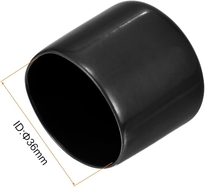 uxcell 4pcs Rubber End Caps 1 7/16"(36mm) ID Vinyl Round End Cap Cover Screw Thread Protectors Black, 30mm Height