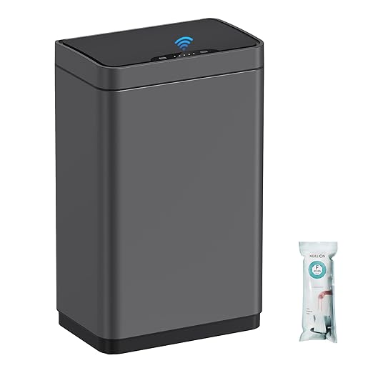 Mbillion Automatic Touchless 15 Gallon Motion Sensor Trash Can Stainless Steel Smart Trash Cans with Lid Rectangular Garbage Can for Kitchen Bedroom Home Offic Brushed Grey