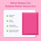 Hot Pink 7.25x12 Inch Poly Bubble Mailers #1 | Self Seal Padded Envelopes | Air Cushioned Bubble Mailer | Usable Size 7.25x11 Inch | 100 Pack Bulk | Waterproof | Lightweight Mailing Shipping Bags