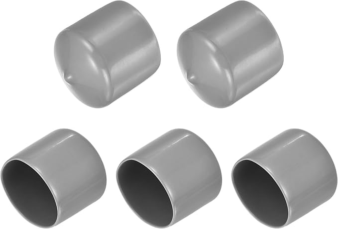 uxcell 5pcs Rubber End Caps Protective Caps 36mm ID Vinyl PVC Round Tube Bolt Cap Cover Screw Thread Protectors Light Gray
