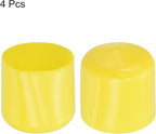 uxcell 4pcs Rubber End Caps 40mm(1 9/16") ID Vinyl Round Tube Bolt Cap Cover Screw Thread Protectors Yellow, 40mm Height