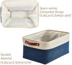DECOMOMO Storage Baskets for Shelves - Fabric Storage Bins, Linen Closet Organizers and Storage (Navy Blue & White, XL - 3 Pack)