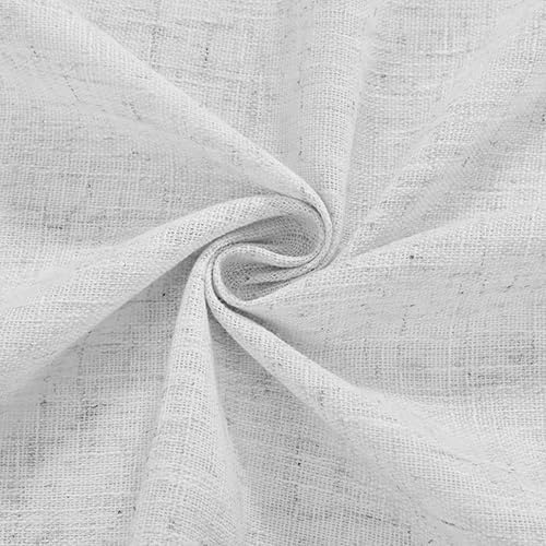 Faux Linen Semi Sheer Divider Curtain with Flexible Track, Light Filtering Privacy Curtain for Patio Sliding Glass Door or Room Divider Drapes, Living Room Bedroom, Natural Linen, 72"W x 84"L,1 panel