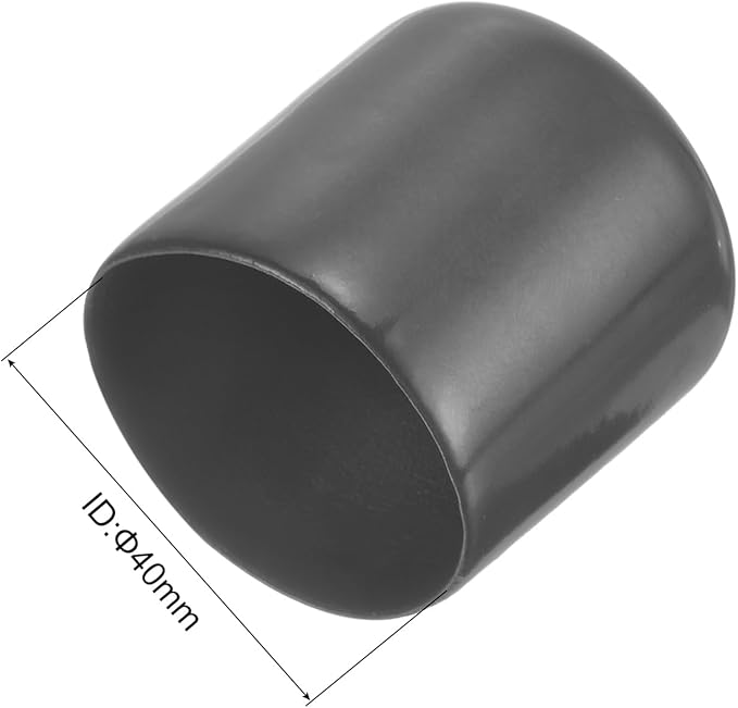 uxcell 4pcs Rubber End Caps 40mm ID Vinyl Round End Cap Cover Screw Thread Protectors Dark Grey, 40mm Height