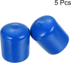 uxcell 5pcs Rubber End Caps 23mm ID Vinyl Round Tube Bolt Cap Cover Screw Thread Protectors Blue