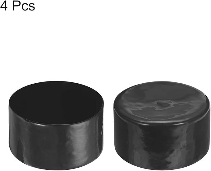 uxcell 4pcs Rubber End Caps 90mm ID Vinyl Round End Cap Cover Screw Thread Protectors Black, 50mm Height