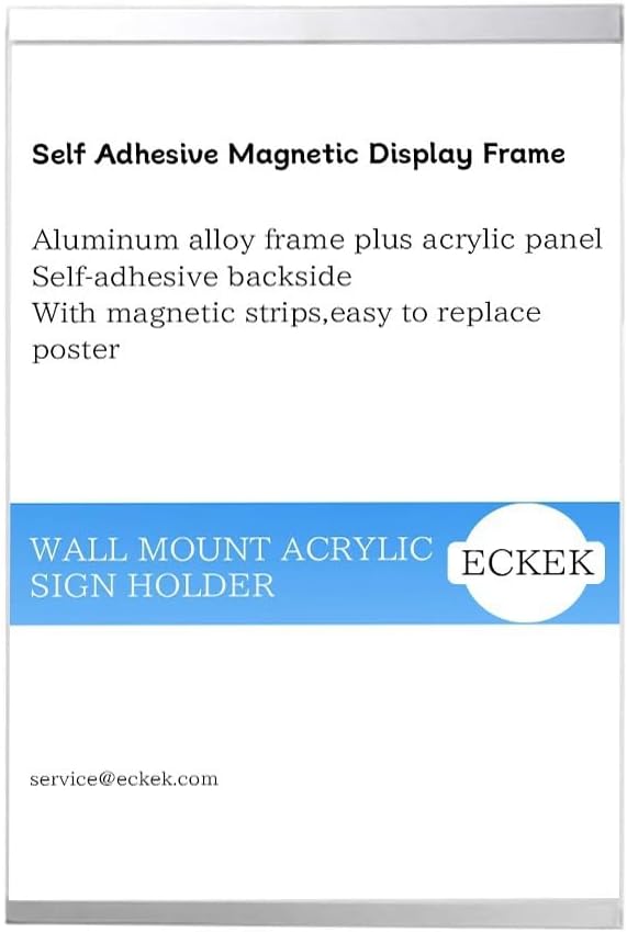 Wall Mount Acrylic Sign Holder Self Adhesive Magnetic Display Frame Clear Document Frame for Office, Store, School, Home, Wall Picture Frame (Vertical A5 148×210mm/5.83×8.27inches)