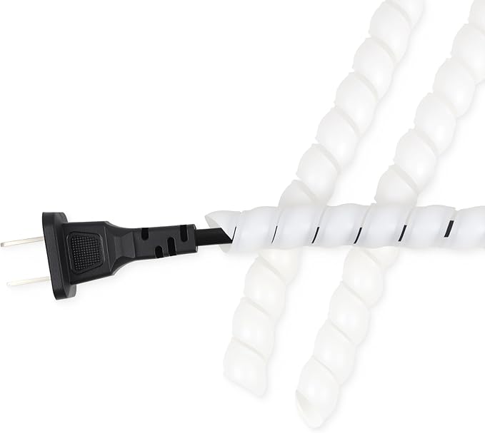 Spiral Wire Wrap, 9.84ft, 16.4ft, 33ft Spiral Cable Wrap Sleeve Hose for Computer, Power, Audio & Video Cords Stop Cord Tangle and Detangler (White, 14mm (9/16")-16.4ft)