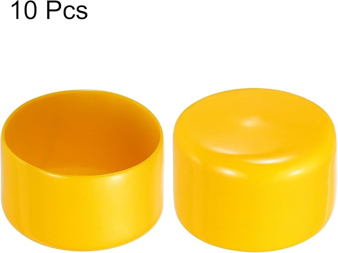 uxcell 10pcs Rubber End Caps 65mm(2.6 Inch) ID Vinyl Round End Cap Cover Screw Thread Protector Yellow