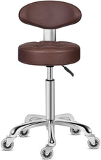 Kaleurrier Swivel Stool Adjustable Height: Heavy Duty Hydraulic Rolling Chair Metal Stool for Kitchen Salon Bar Office Massage (with Back Rest) (Coffee)