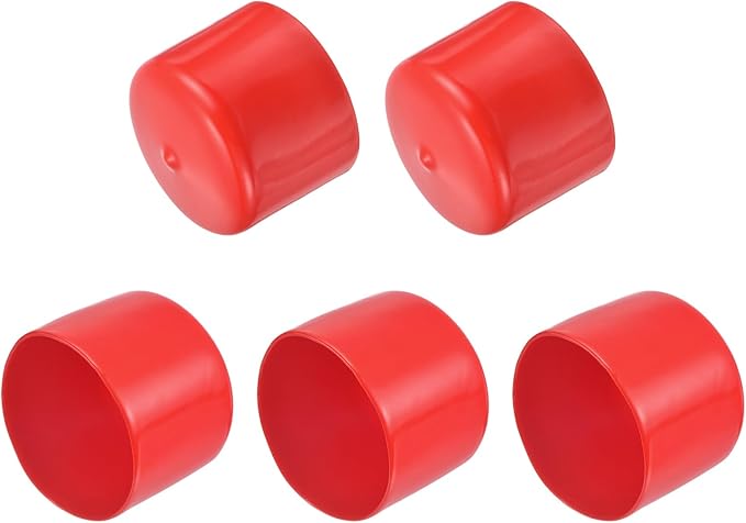 uxcell 5pcs Rubber End Caps 2 3/16"(56mm) ID Vinyl PVC Round Tube Bolt Cap Cover Screw Thread Protectors Red