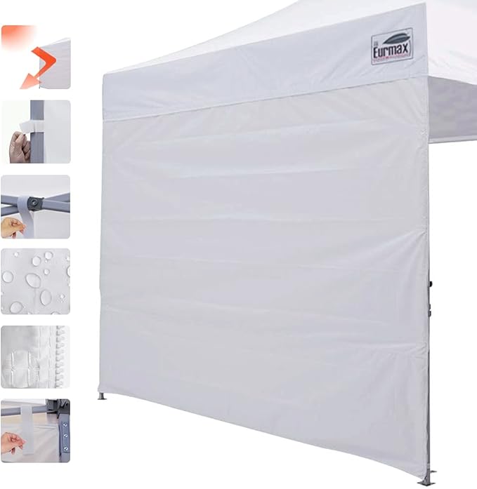 Eurmax USA Instant Canopy SunWall Tent Sidewalls for 10x10 Pop Up Canopy Tent,1 Pack Sidewall Only (White)